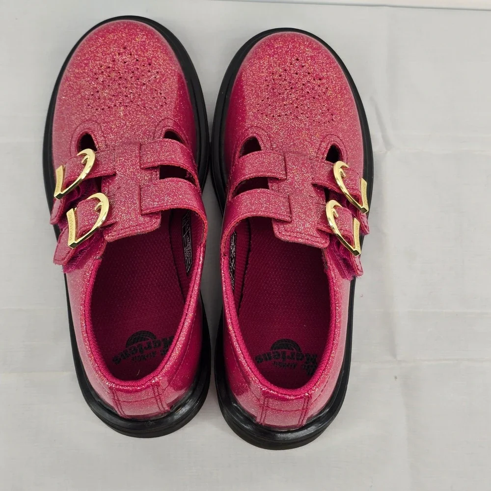 Dr. Martens 8065 J Pink Glitter Mary Jane Shoes Kids Size 3 US 34 EU New